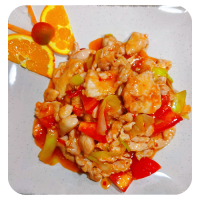 Pollo con salsa chilidulce malasia
